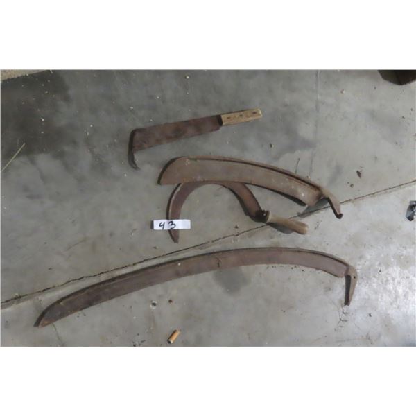 Vintage Tools: Sickles, Sugar Beet Knife, 2 Side Blades