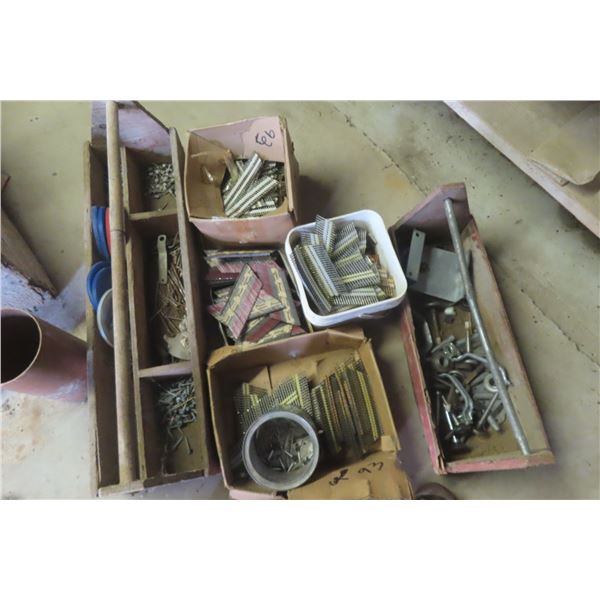 Carpenter's Tool Boxes, Air Nails, Door Hardware, and Siding Screws