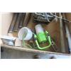 Image 2 : Oil Pan, Light, Come Along, Lag Bolts, 2 Tool Boxes, Gauge, Plumbing Fittings, Snips, Levels