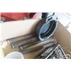 Image 6 : Oil Pan, Light, Come Along, Lag Bolts, 2 Tool Boxes, Gauge, Plumbing Fittings, Snips, Levels