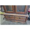 Image 3 : Wood Gun Cabinet with Glass Doors and Drawer,  62" x 32" x 14"
