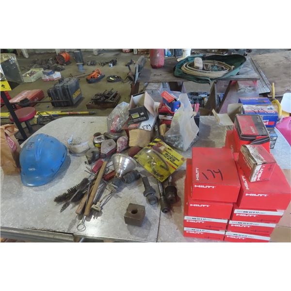 Hilti Fasteners (27 Short), Nuts, Washers, Bolts, Chalk Line, Safety Glasses