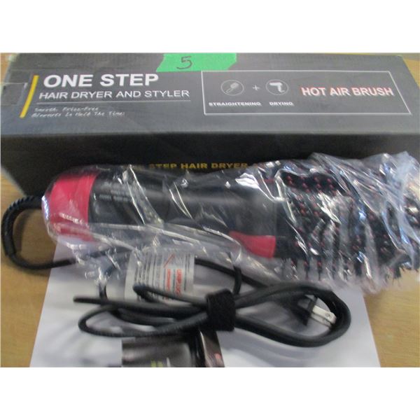 SHELF PULLS (AS IS):  ONE STEP HOT AIR BRUSH HAIR DRYER & STYLER