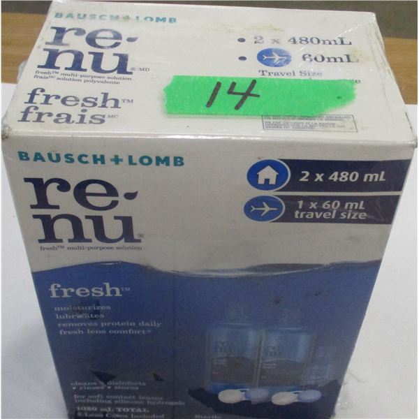 SHELF PULLS (AS IS):  RENU MOISTURIZING CONTACT SOLUTION - BOX