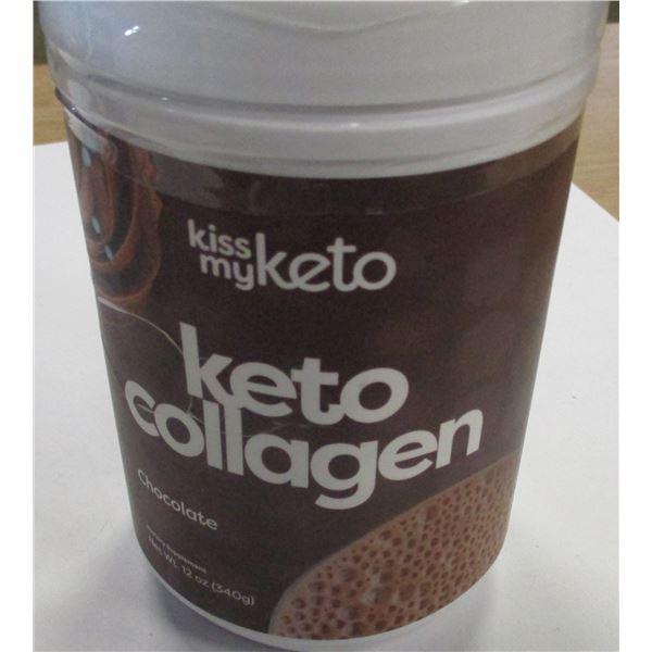 SHELF PULLS (AS IS):  KETO COLLAGEN CHOCOLATE (GREAT MIX FOR COFFEE OR SNACKS) - JAR