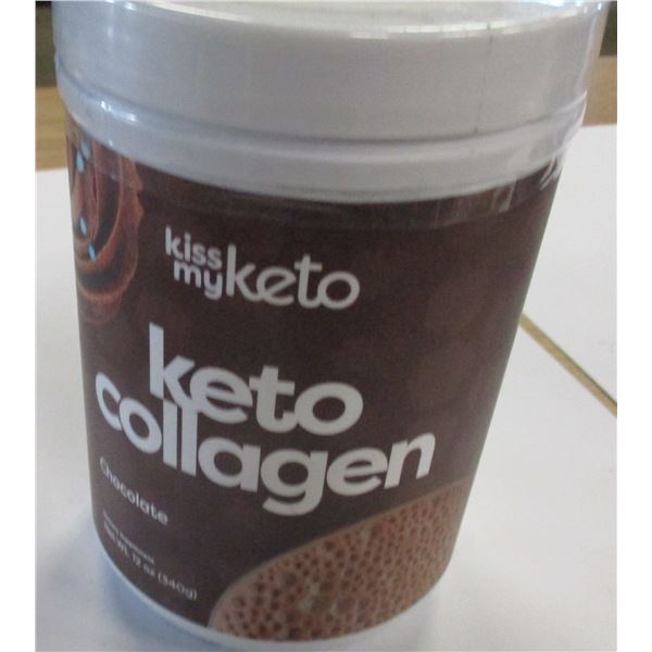 SHELF PULLS (AS IS):  KETO COLLAGEN CHOCOLATE (GREAT MIX FOR COFFEE OR SNACKS) - JAR