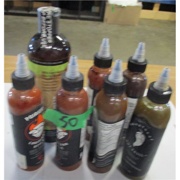 SHELF PULLS (AS IS):  HOT SAUCE - 7 BOTTLES