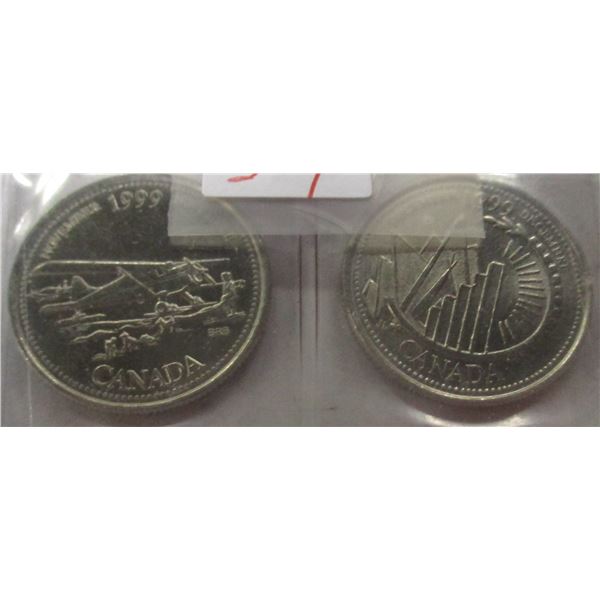 1999 CH/BU NOVEMBER & DECEMBER MILLENIUM CANADA QUARTER SET