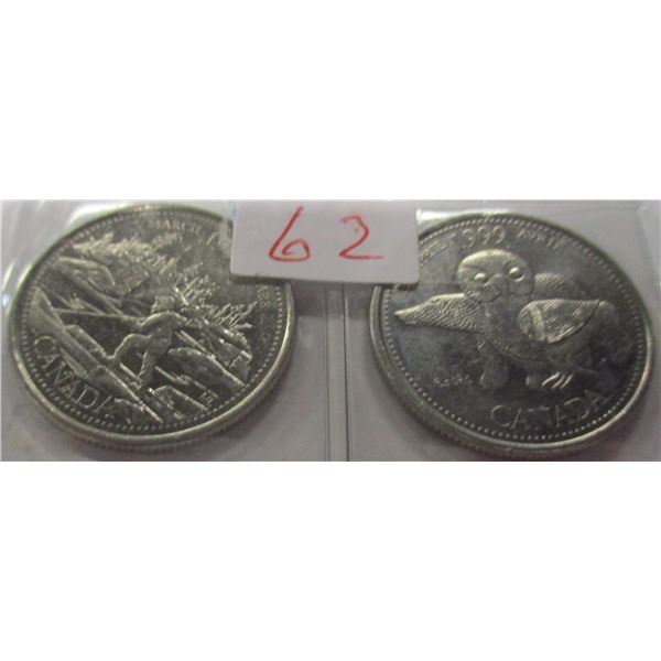 1999 CH/BU MILLENIUM MINT CANADA QUARTER SET (MARCH & APRIL)