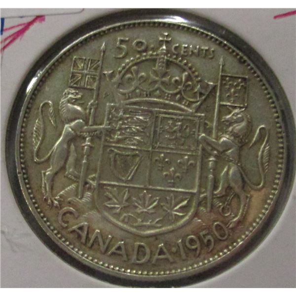 1950 CANADA KING GEORGE VI SILVER HALF DOLLAR