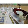 Image 3 : BOX C/W MUGS, TRAY, TEAPOT, TRIVETS, ETC
