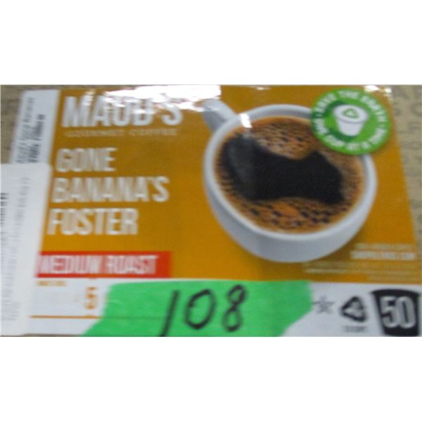SHELF PULLS (AS IS):  MAUDS GONE BANANA MEDIUM ROAST COFFEE (50 CUPS) - BOX