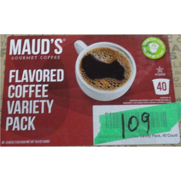 SHELF PULLS (AS IS):  MAUDS VARIETY PACK COFFEE (40 CUPS) - BOX