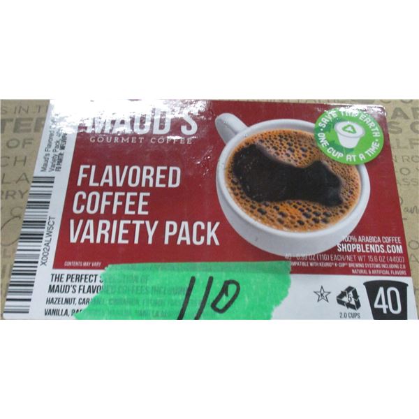 SHELF PULLS (AS IS):  MAUDS VARIETY PACK COFFEE (40 CUPS) - BOX