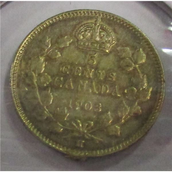 1903H CANADA KING EDWAWRD VII SILVER FIVE CENT