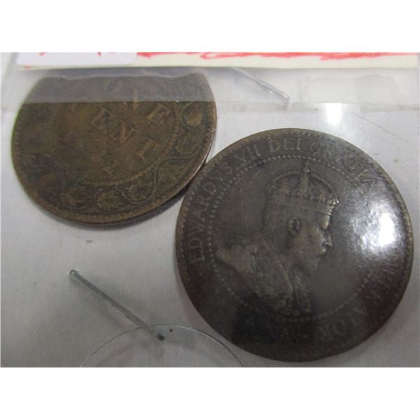 1882H VICTORIAN & 1903 KINGEDWARD VII CANADA LARGE PENNY