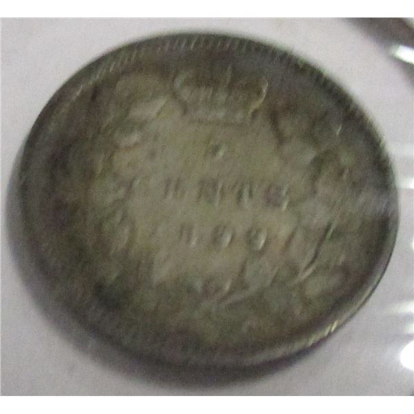 1899 CANADA VICTORIAN SILVER FIVE CENT