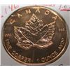 Image 1 : CANADA 1 OZ FINE COPPER MAPLE LEAF COIN