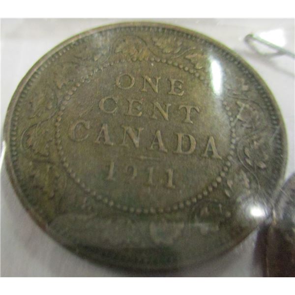 1876H VICTORIAN & 1911 KING GEORGE V CANADA LARGE PENNIES
