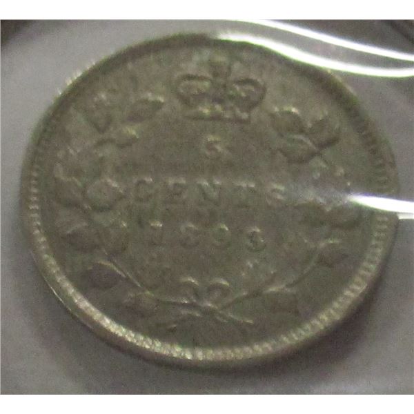 1893 CANADA VICTORIAN SILVER FIVE CENT