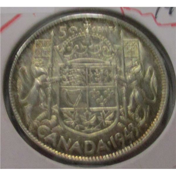 1943 CANADA KING GEORGE VI SILVER HALF DOLLAR