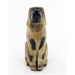 RARE Water Buffalo Horn Scrimshaw Dog (CLB-585)