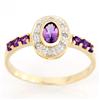 Image 1 : 1.16Ct Natural Amethyst & Diamond 9K Gold Ring (JEW-9062X)
