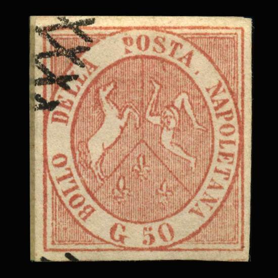 1858 VERY RARE Italy Naples 50g Postal Stamp Hi Grade 2900 BV (STM0194)