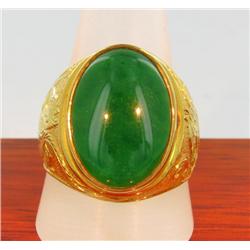 23k Solid Yellow Gold Mens Jade Ring 16 grams (JEW-1425)