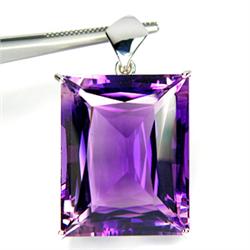 74.75ct Ornate Pendant Rectangle Cut Purple Amethyst  (JEW-1581)
