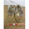 Image 1 : Hand Made Rabbit Fur Beaded Moccasins