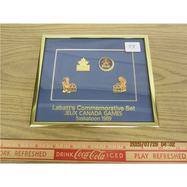 Labatt's 1985 Commemorative Pin Set Framed