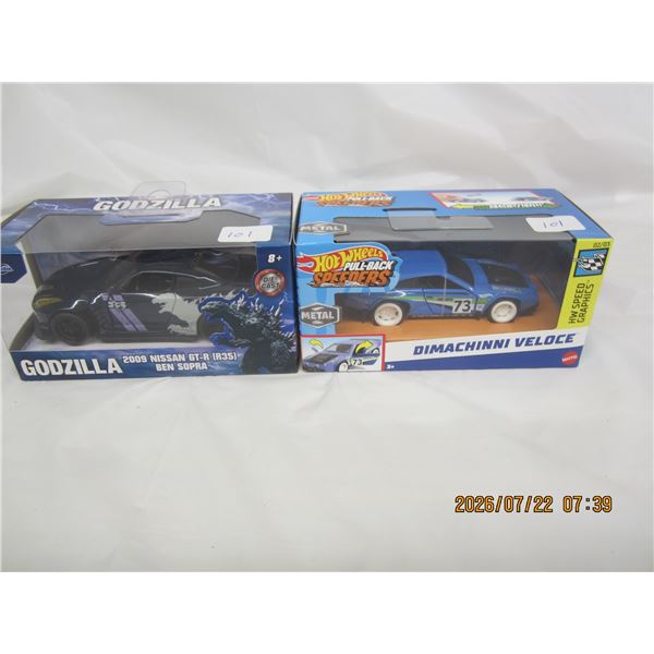 Lot of 2 Diecast Cars - Nissan GT-R and a Hot Wheels Car New in Package