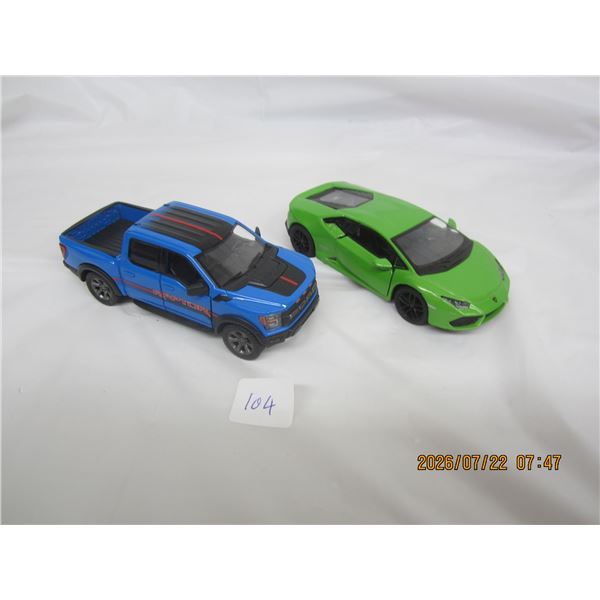 Lot 2 Cars - Ford Raptors and a Lamborghini Die Cast Models