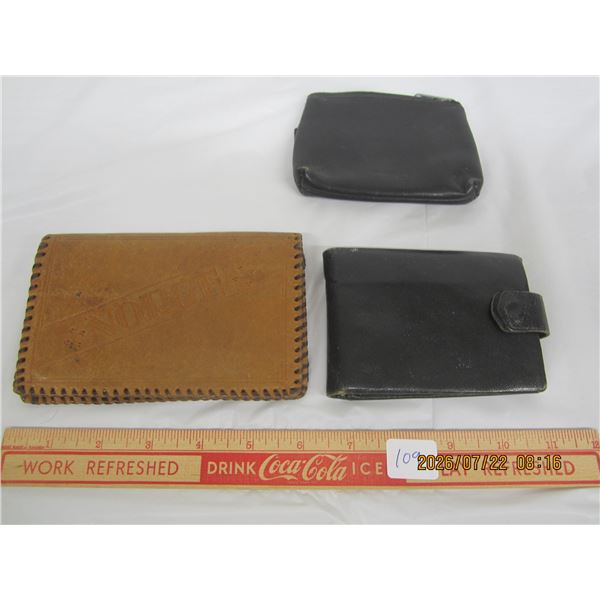 2 Antique Wallets and One Change Purse All Leather