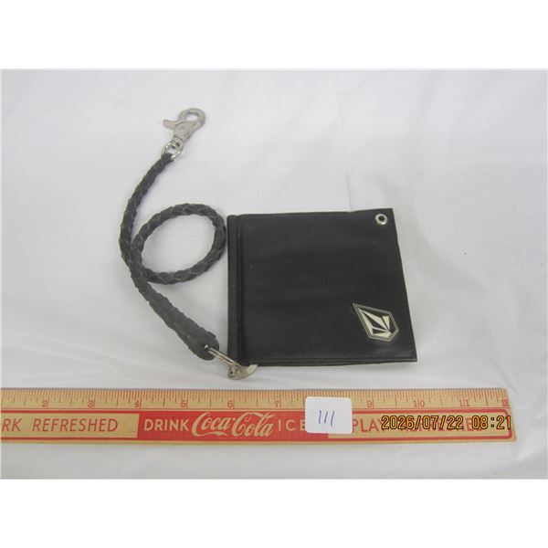 Hi End Volcom Wallet with Lanyard Leather Good Shape
