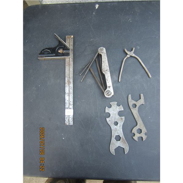Lot of Hand Tools Square, Allen Wrenches, Bike Wrenches