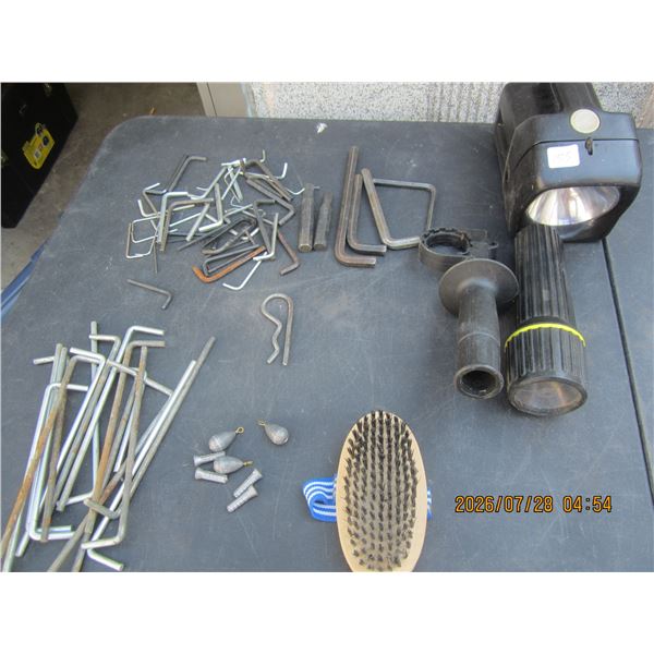Lot of Hand Tools Ect. Tent Pegs , Allen Wrenches , Flash Light Ect.