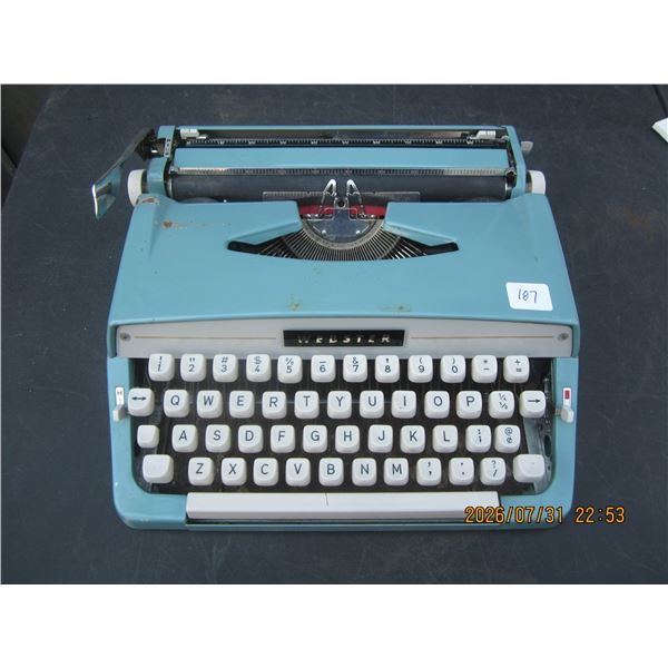 Antique Blue Webster Portable Typewriter