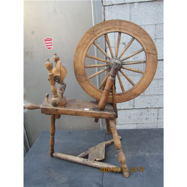 Antique Hand Made Wooden Spinning Wheel