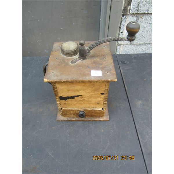 Antique Primitive Coffee Grinder with Drawer