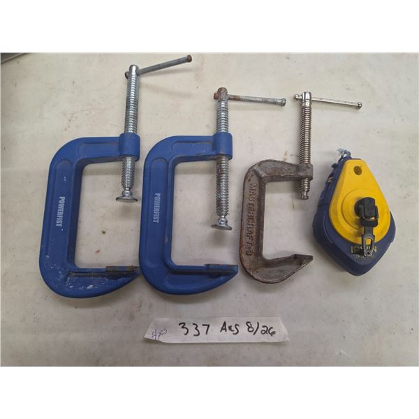 3 c-clamps and line chalk