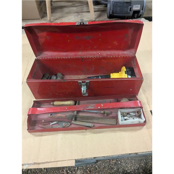 Metal toolbox with assorted tools