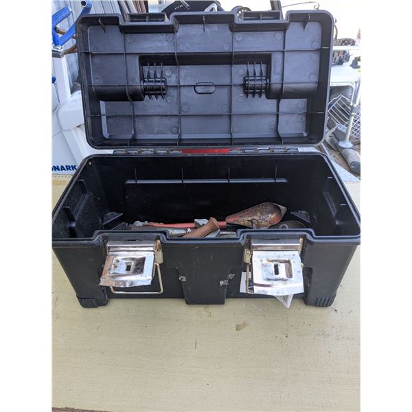 Plastic tool box(20x10x10"), with assorted tools