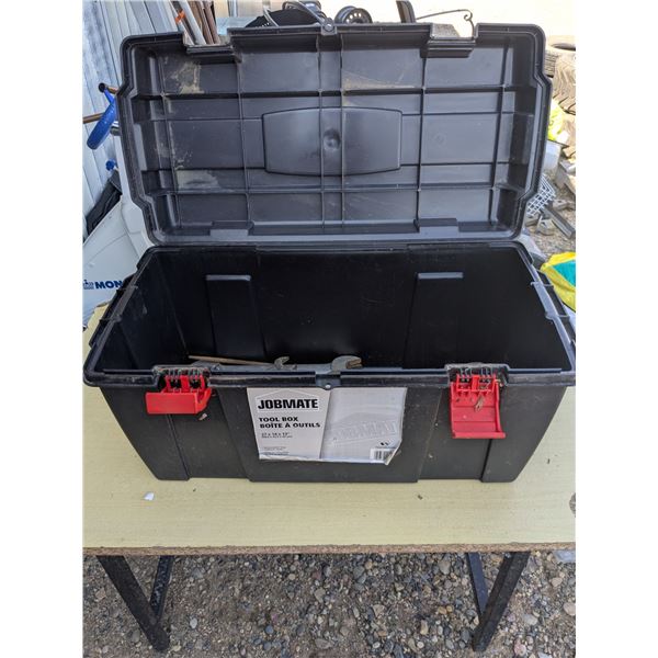 Plastic tool box(27x13x14") with assorted tools