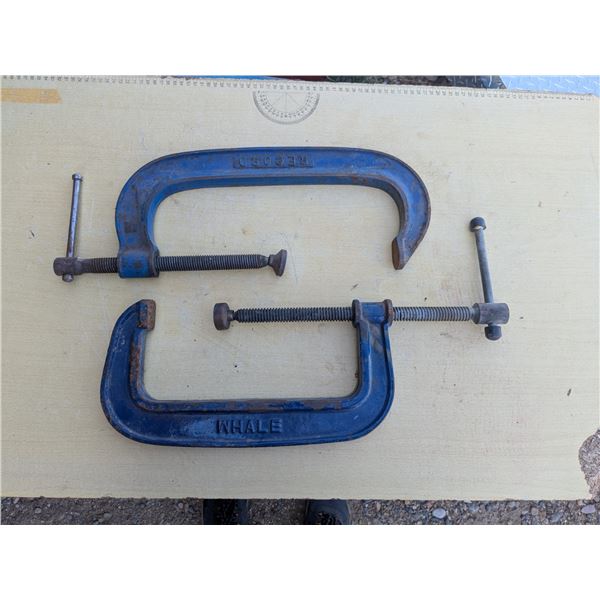 2 large c-clamps, 12" Record and 10" Whale