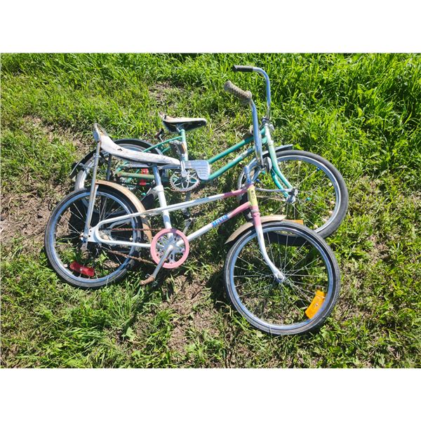 2 vintage banana seat bikes for restoration