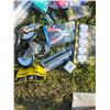 Image 2 : box of misc. - exit sign, casters, hockey skate covers, etc.