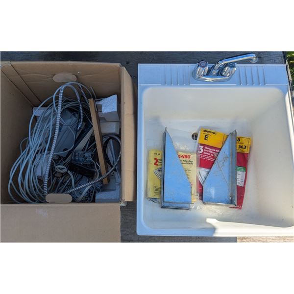 Utility sink, no legs, with wiring and electrical components
