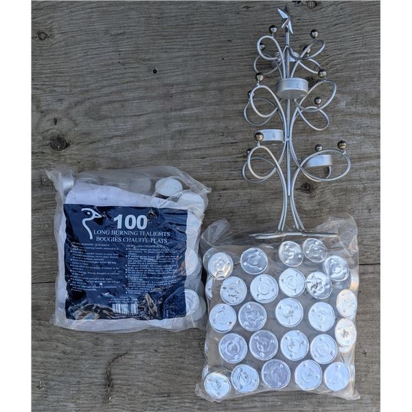 200 tealight candles with candle holder